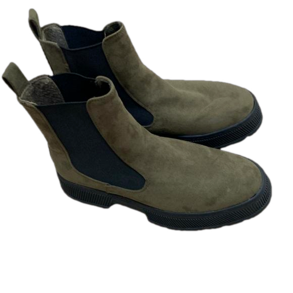 Primark size 7 suede olive green and black Boots